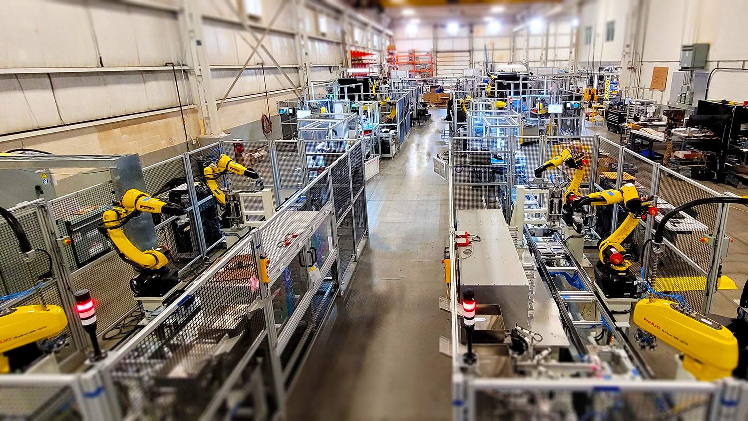 Shopfloor facility showing multiple automation systems