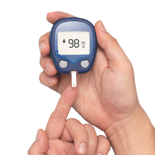 Blood glucose monitor in hand