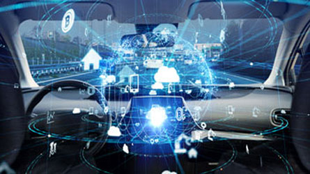 Automotive technology concept. IoT(Internet of Things). Autonomo