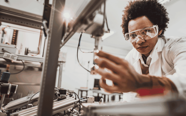 Life science engineer prepping for automated testing