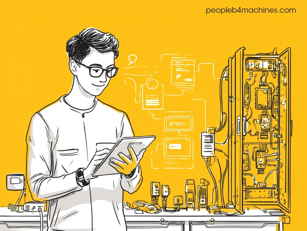 Technician using tablet